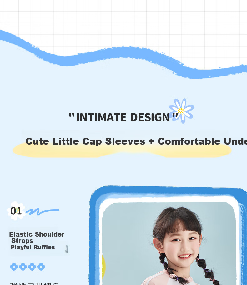 Li-Ning Children's Swimsuit, One-Piece Dress Style for Girls, Comfortable Square-Leg Design, Quick-Drying, Suitable for Swimming, Beach, And Hot Springs 5