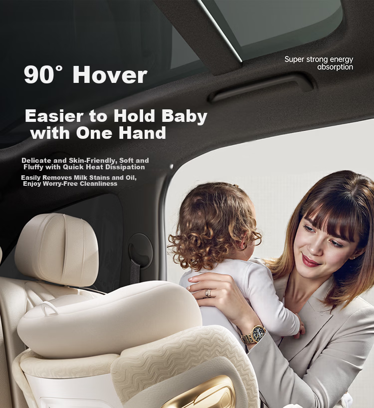 Hakada Child Safety Car Seat Infant 0-12 Years Baby Reclining Ventilated Heated Misty Milk Coffee 33