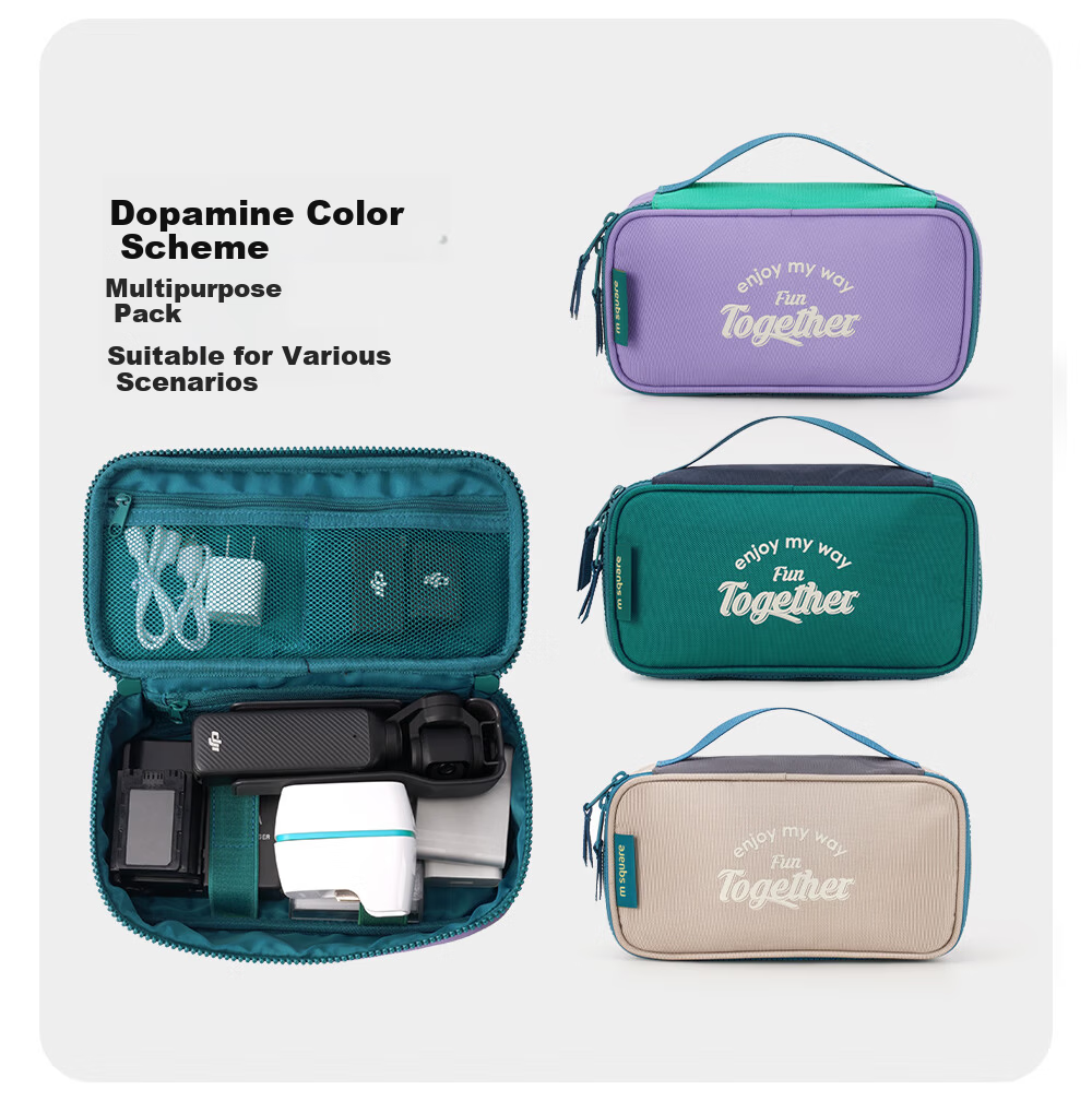 M Square Multifunctional Digital Bag Large Capacity Storage Cable Earphone Camera Organizer Portable Travel Bag Secret Green 14
