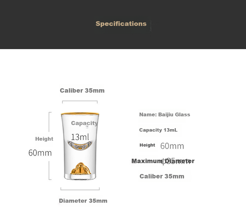 CLITON Gold Foil Premium Crystal Baijiu Glass Decanter Set with One-Bite High Stem Moutai Small Liquor Glasses Gift Box 11