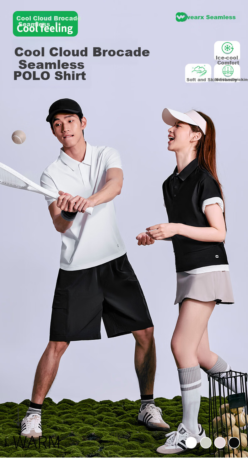 Seamless Cooling Polo T-Shirt Quick-Dry Short Sleeve Breathable Sun Protection Wrinkle-Resistant Sweat-Wicking Soft Skin-Friendly Couple Black L 1