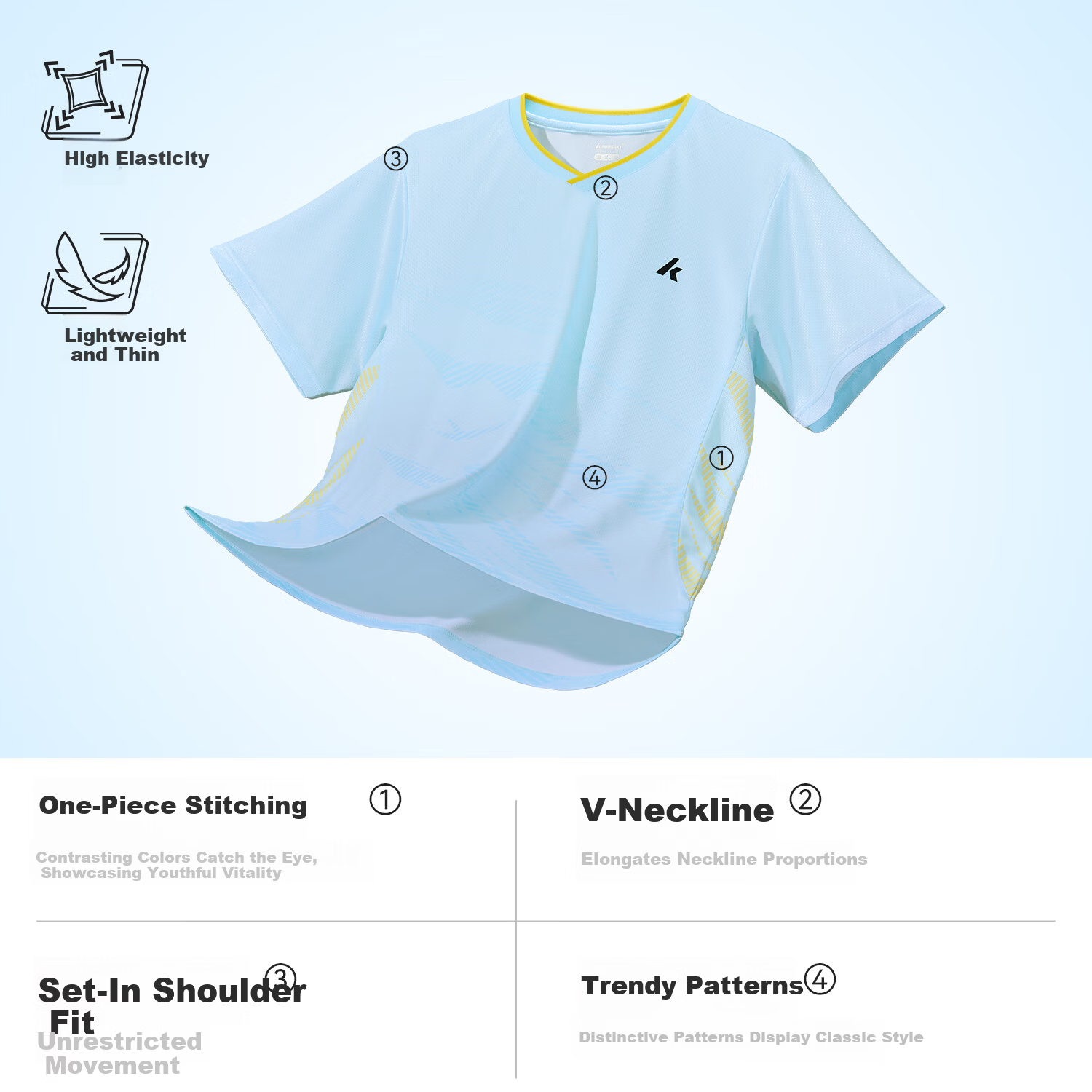 KAWASAKI Women's Badminton Short Sleeve + Shorts Sports Set Sweat-Absorbing Quick-Dry Breathable Training Suit D2827 White XL