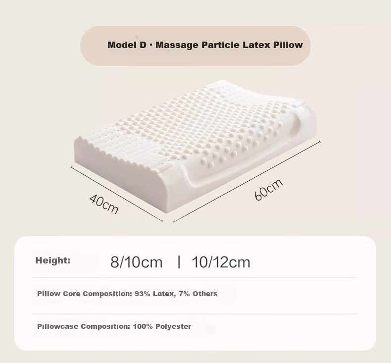 La Torretta Pure Latex Pillow, 93% Natural Latex, Imported from Thailand, Adult Cervical Spine Support Pillow Core, Wave Pillow, Medium Pillow 14