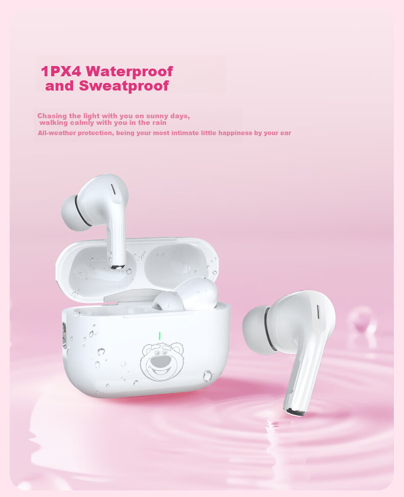Disney Strawberry Bear Wireless Bluetooth Earbuds Limited Edition Gift Box In-Ear Noise-Canceling Long Battery Life High-Quality Sound Cute Gift for Men and Women Authorized Authentic 10