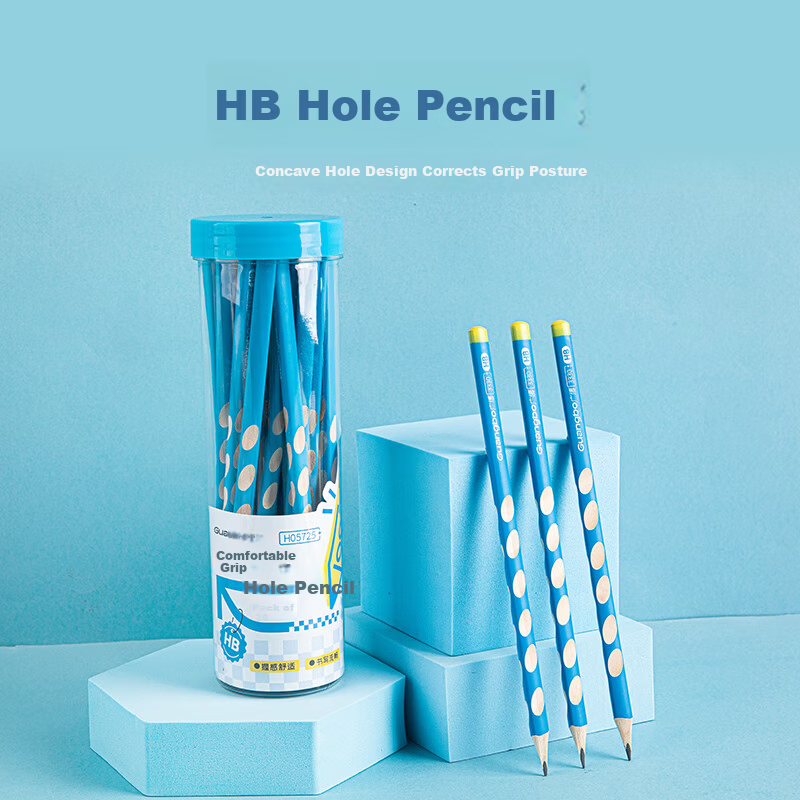 GuangBo 30-Pack Triangular Hole Pencil for Primary School Children Posture Correction Stationery H05725