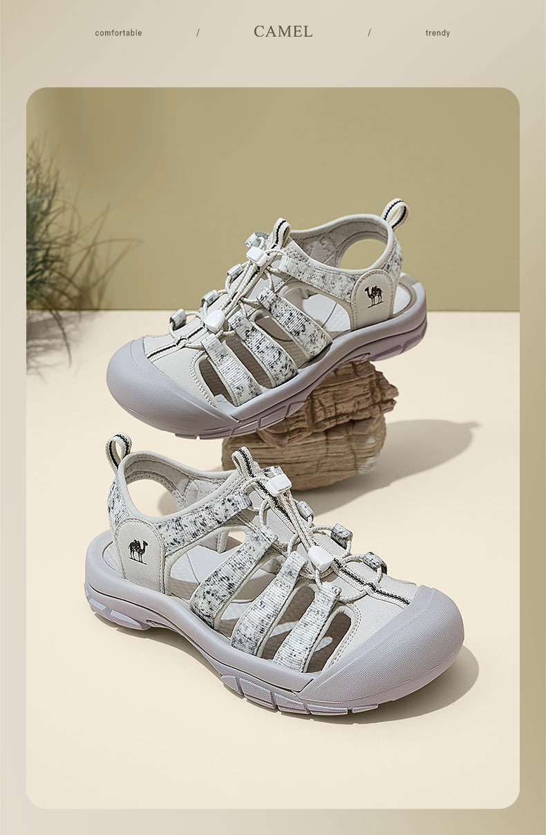 CAMEL Haibei Cute Hollow Outdoor Beach Sandals Men L16M162001 Silver Gray (Men's) Size 39 19