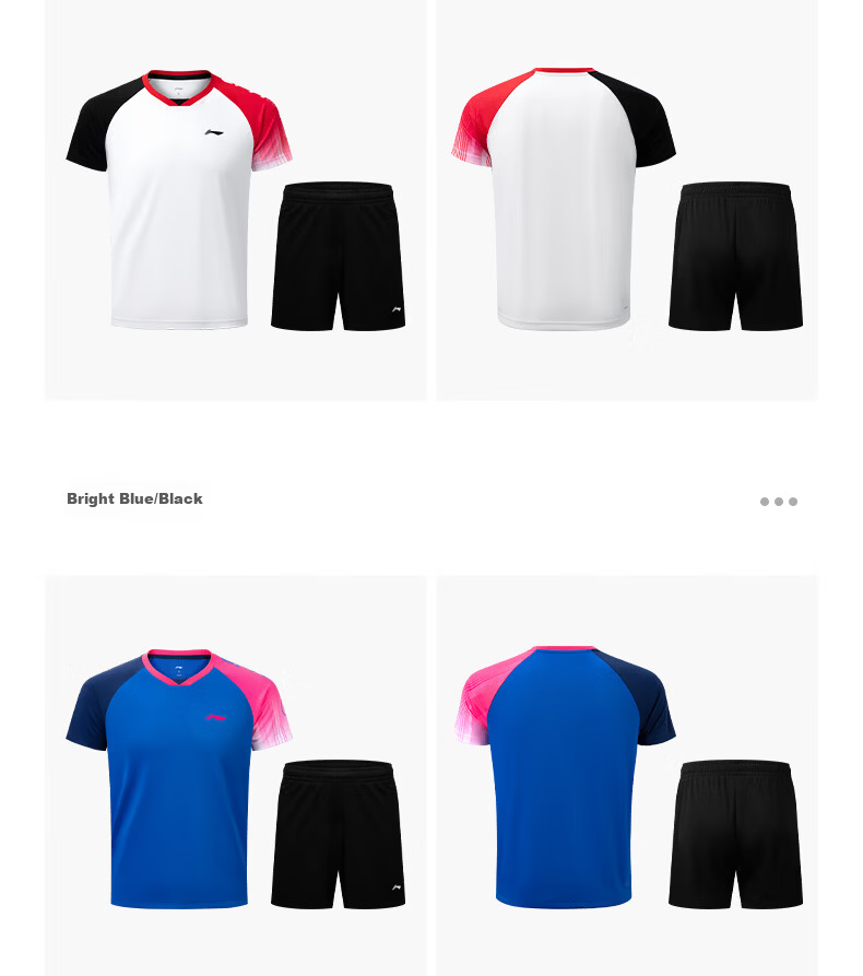 LI-NING Badminton Short Sleeve Set Unisex Two-Piece Competition Training Sportswear White/Black XL 12