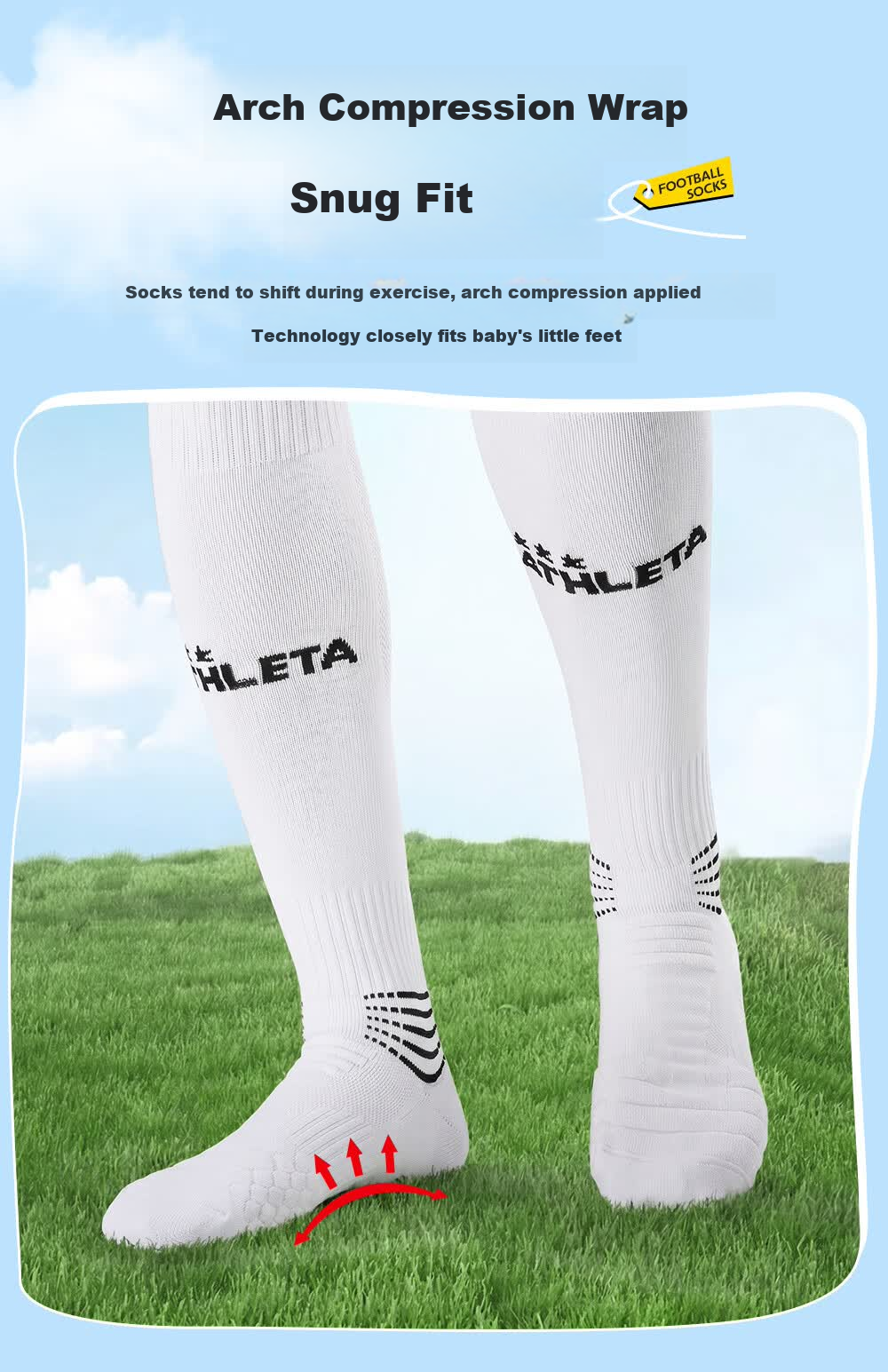 ATHLETA Kids Soccer Over-the-Knee Socks Non-Slip Cushion Towel Bottom Boys Girls Youth Training Socks 5