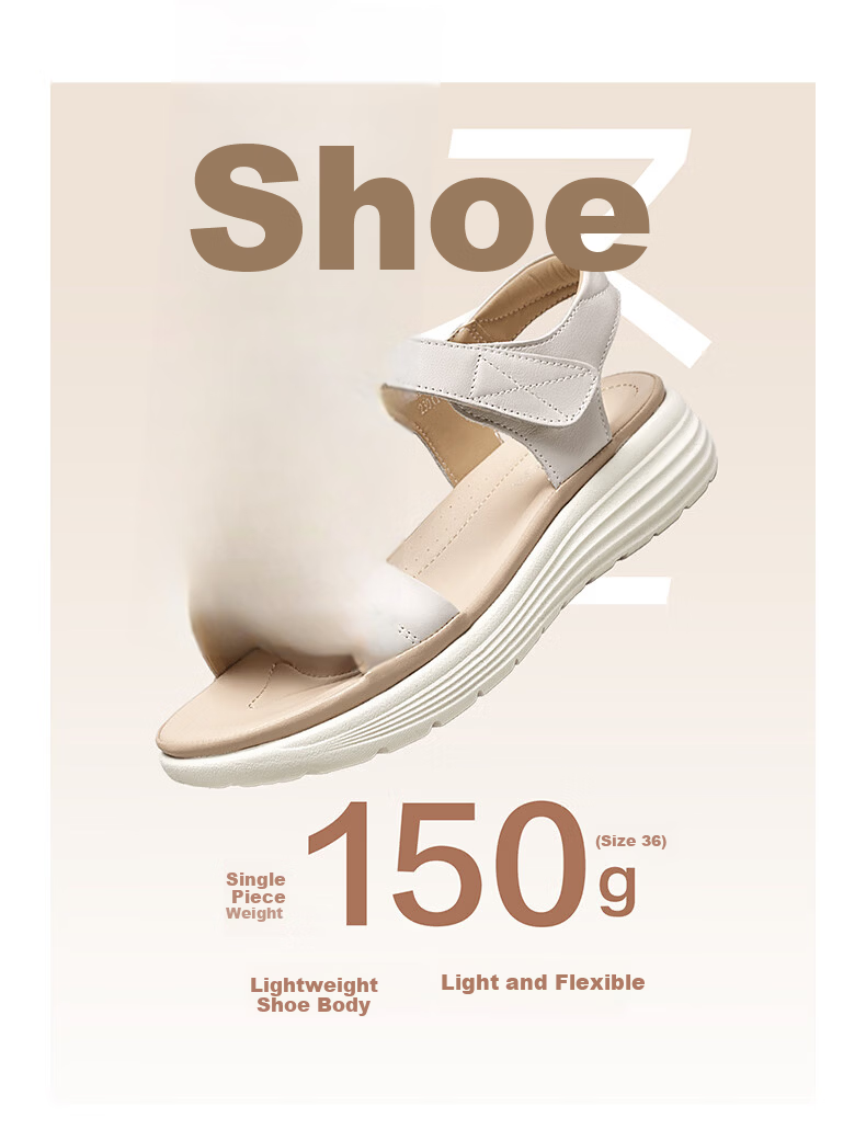 Yierkang Women's Shoes, Fairy-Style Wedge Sandals, Perfect for Dresses, Beach Shoes, Thick-Soled Mom Sandals, 18074W, Beige, Size 35 23