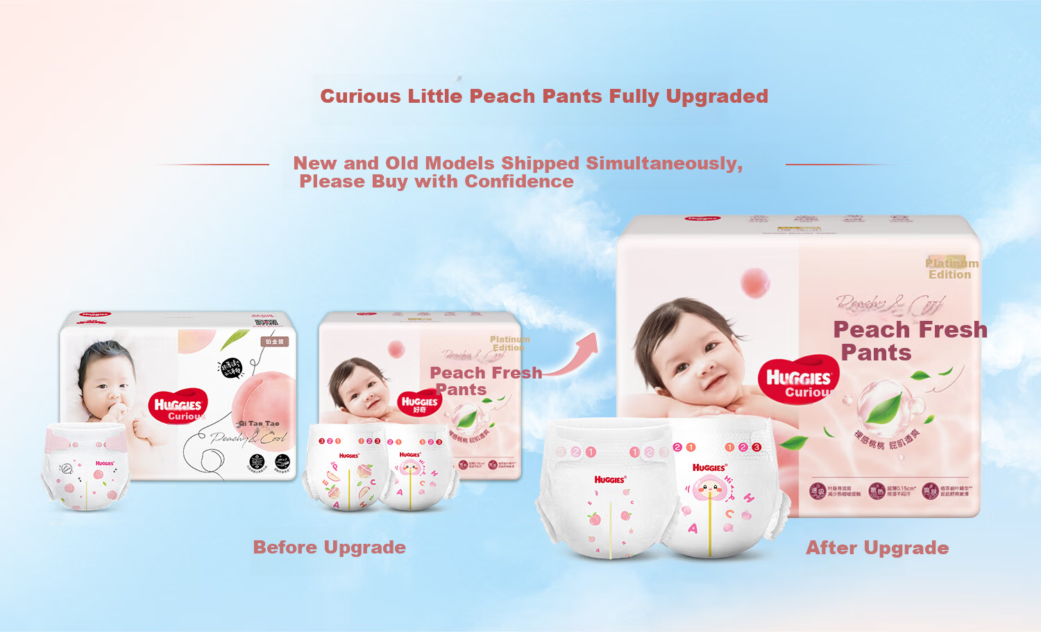Huggies Platinum Little Peach Pants Diapers Medium M72 (6-11kg) Breathable Cooling Diapers 2