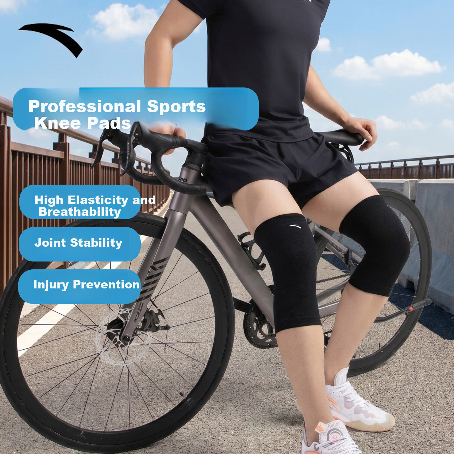 Anta Sports Knee Brace Men Running Basketball Professional Joint Sleeve Women Badminton Jump Rope Protective Gear