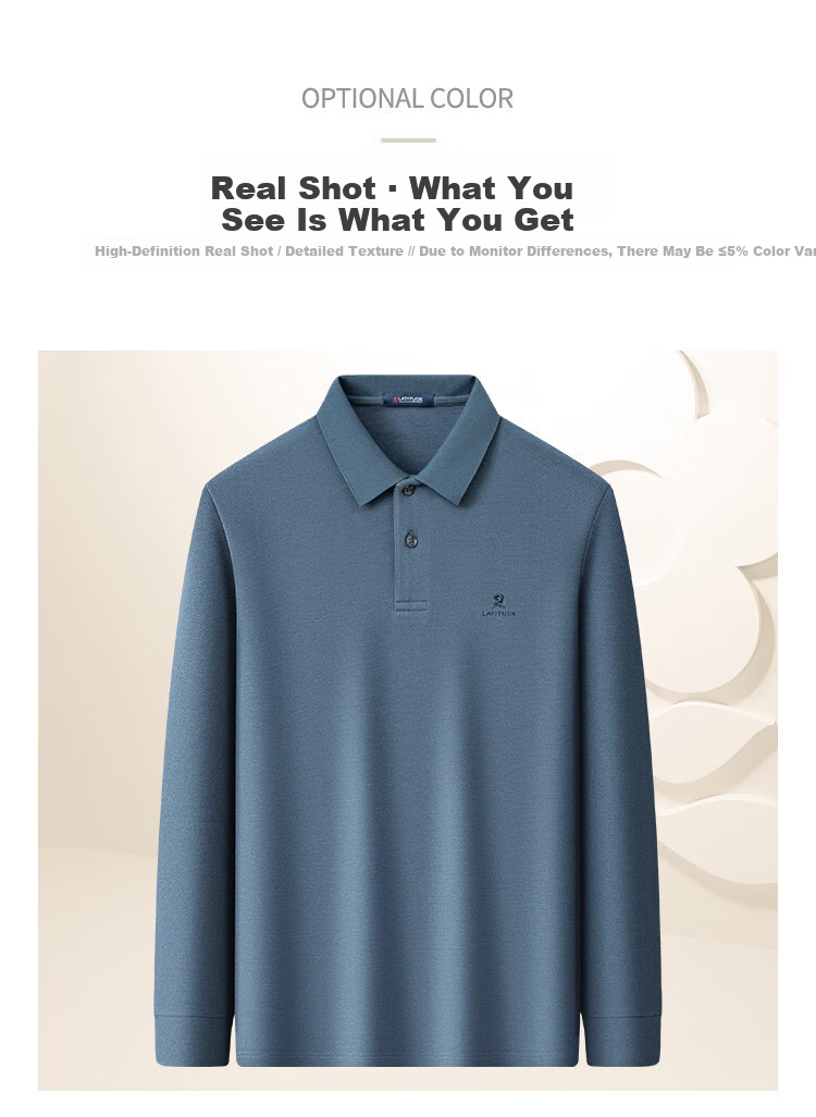 MONTAGUT Men's Long Sleeve Polo Shirt Spring Collar Xinjiang Cotton Skin-friendly Business Casual T-shirt Mist Gray 2XL 10