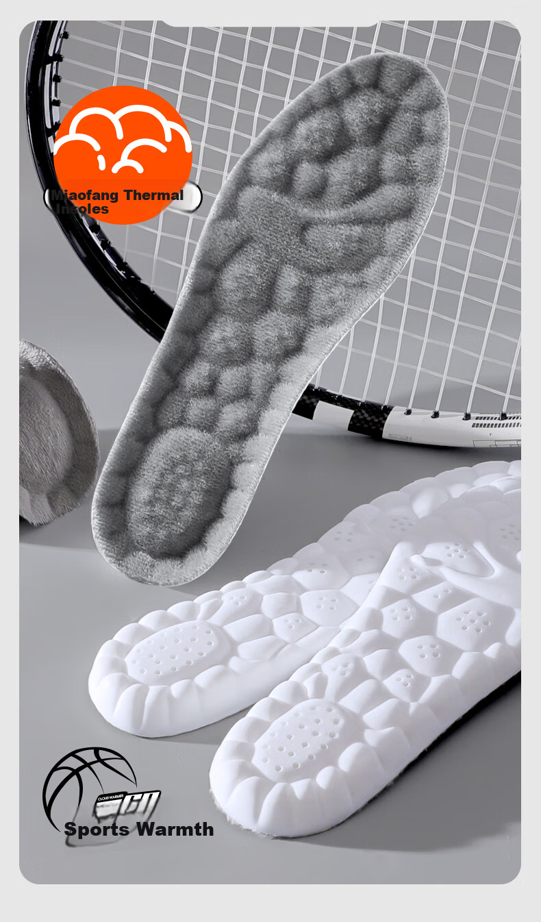 Nanjiren Warm Insoles for Men And Women, Thickened And Fleece-Lined Cotton, Winter Sports Shock-Absorbing Soft Bouncy Squishy Feeling Basketball Running 37-38 12