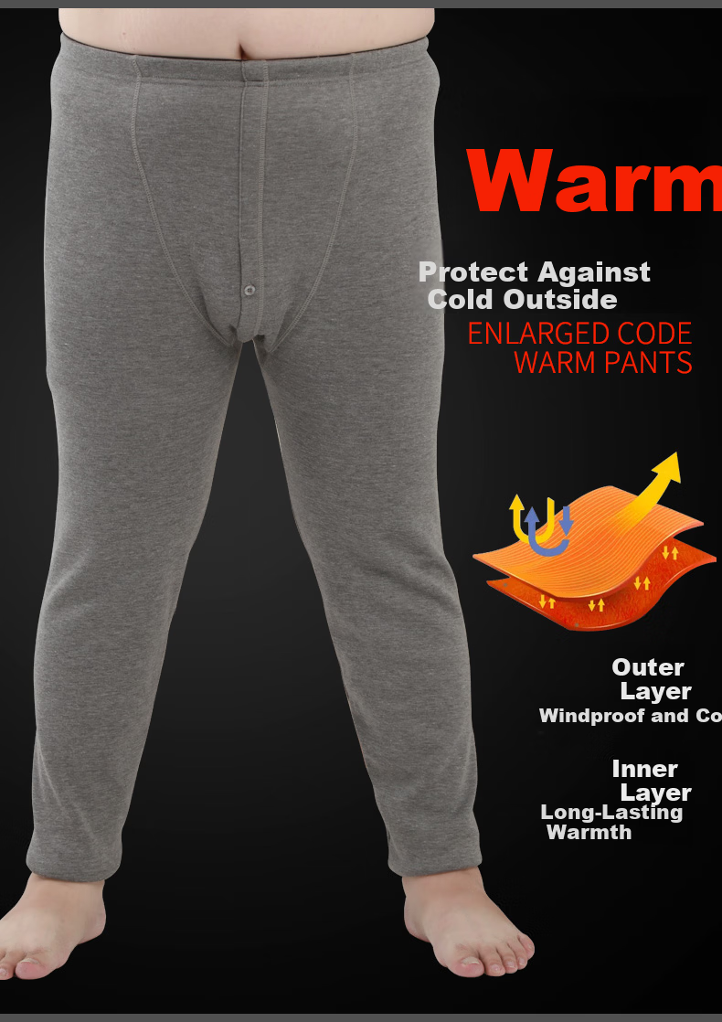 Hengyuanxiang Plus Size Thermal Pants Men Fleece Thickened Knee Protection Comfortable Loose Fit Base Layer Trousers Autumn Winter 3