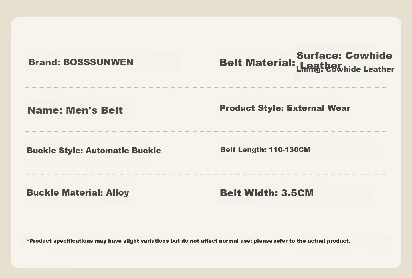 BOSSSUNWEN Men's Genuine Leather Belt Automatic Buckle Gift for Husband and Dad with Wooden Gift Box 18