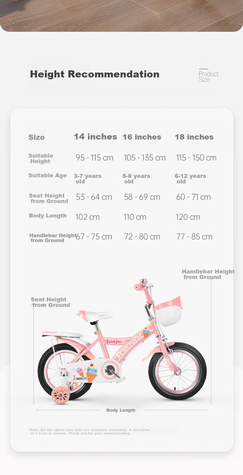 FOREVER Kids Bicycle 14-inch Princess Pink Pedal Bike for Boys and Girls Age 6-10, Suitable Height 95-115cm 9