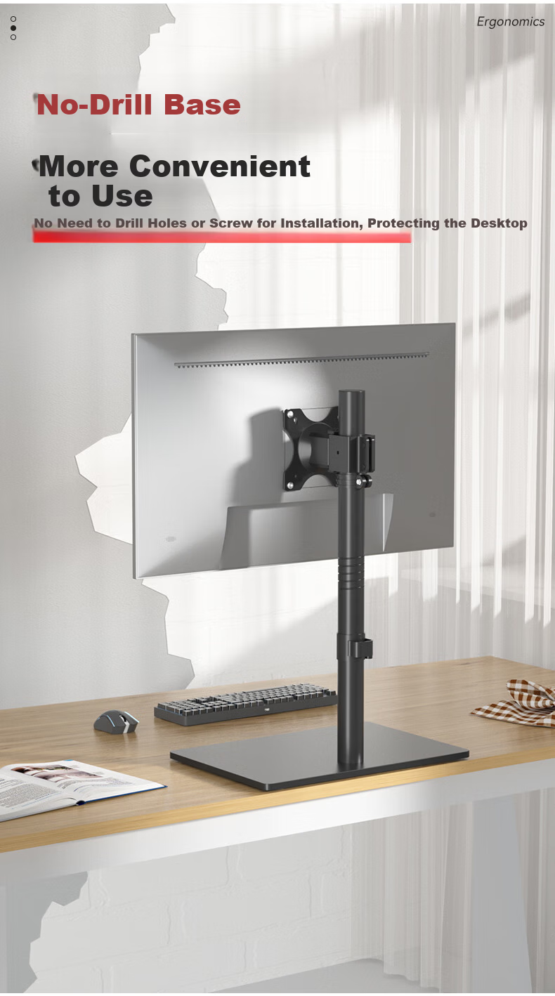 HILLPORT 17-43 Inch Monitor Stand 60cm Height Adjustable TV Riser Desktop Stand No Drilling Rotatable Enlarged Base DZ40 3