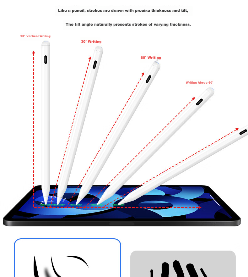 JPLAYER Capacitive Stylus Magnetic Fast Charging/Wired Charging Flagship Bluetooth Digital Display Touch Pen for Apple iPad Air/Pro/Mini Tablet Anti-Mistouch Drawing Pen 12