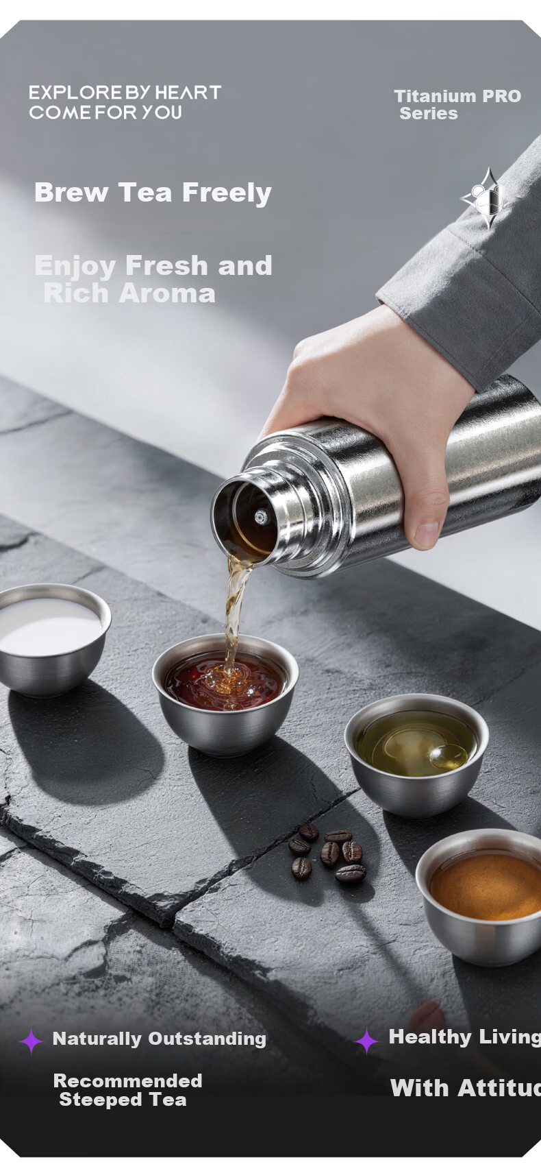 Cille Pure Titanium Insulated High-End Tea Infuser Cup Separation Health Tea Brewing Water Cup Business Office Luxury Gift Titanium Cup 9
