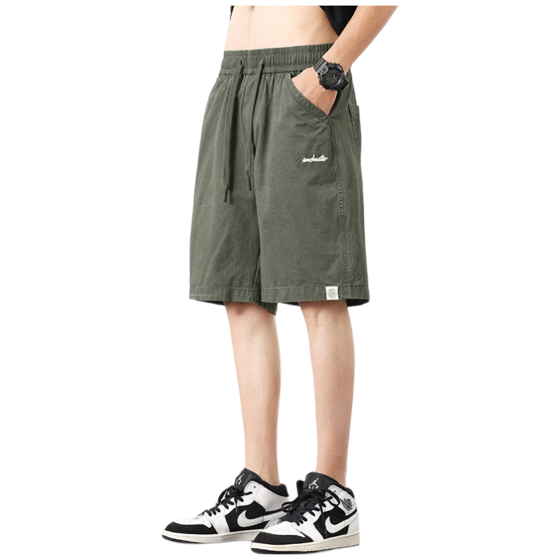 ROMON Men's Cotton Work Shorts Summer 2026 New Loose Straight Casual Mid-Length American Style Thin Five-Point Pants