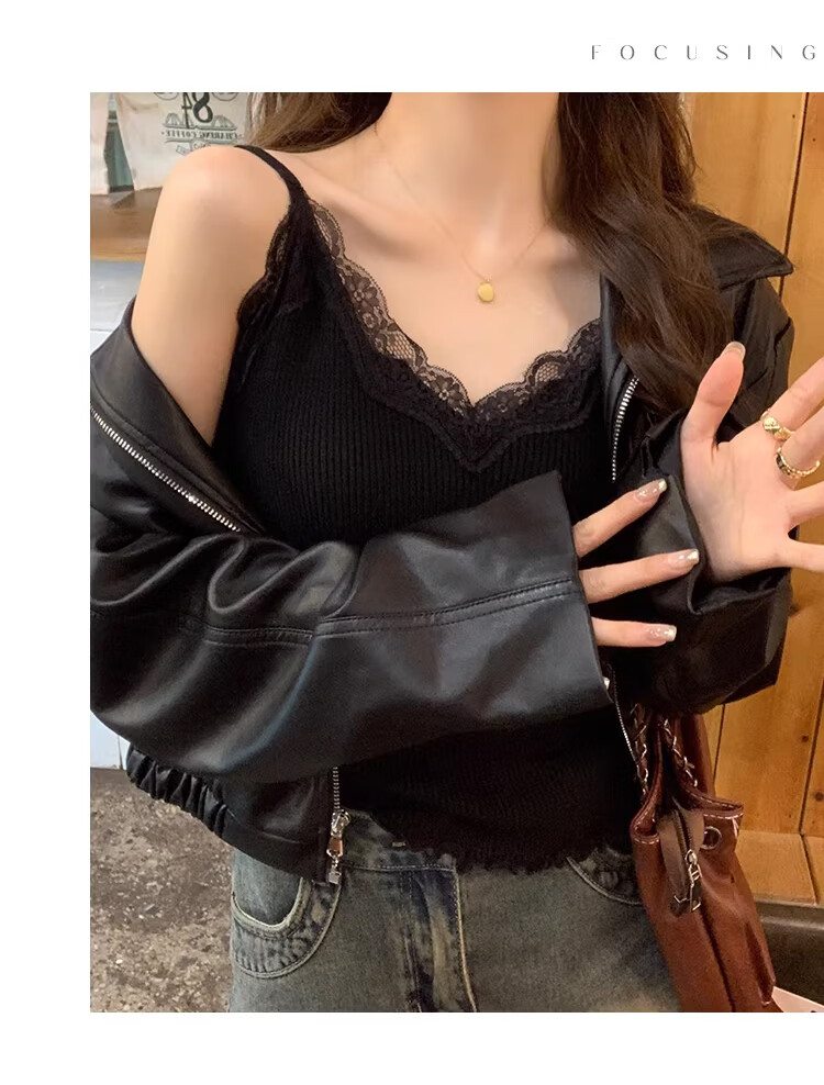 Langsha Lace Camisole Vest Women 2026 New Spring Summer French Style V-Neck Blouse Suit Inner Knit Base Shirt 15