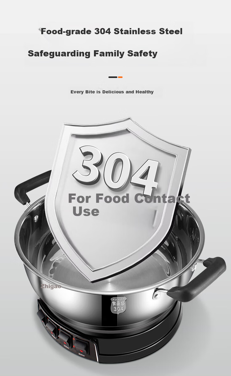 CHIGO Electric Steamer Pot [0 Coating 0 Plastic] Household Multifunctional Stew, Steam, and Cook Electric Hot Pot Stainless Steel Steamer Basket 12.5L Large Capacity Multi-Purpose Double-Layer Pot 4