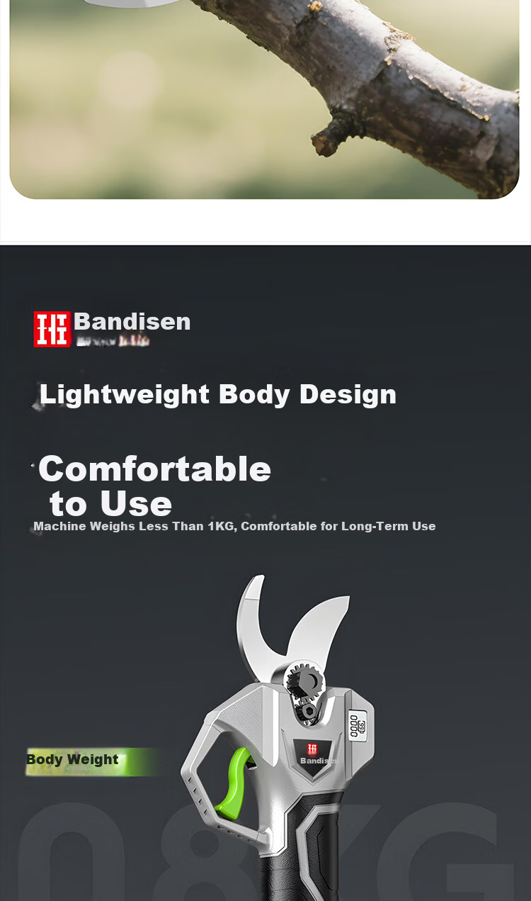 Bandison 21V Electric Pruning Shears High-Power Lithium Battery Garden Tree Branch Cutter Gardening Pruner 12