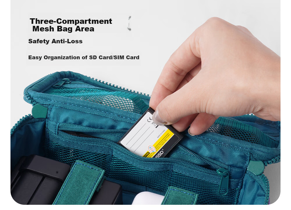M Square Multifunctional Digital Bag Large Capacity Storage Cable Earphone Camera Organizer Portable Travel Bag Secret Green 11