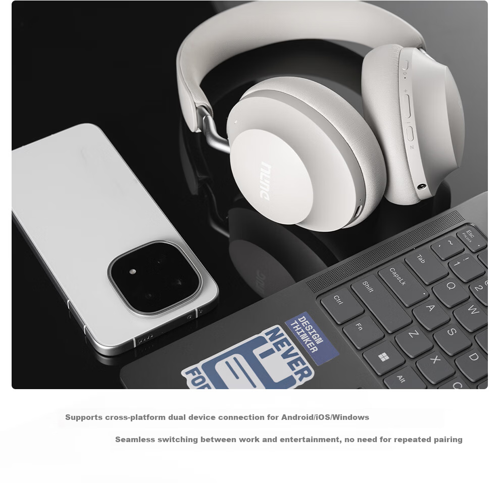 DUNU DBH 500 Over-Ear Wireless Bluetooth Headphones Active Noise Cancelling HiFi Dynamic Driver 3.5MM Single-End USB Wired Headphones for Mobile Phone Computer Tablet Bluetooth 5.4 Black 16
