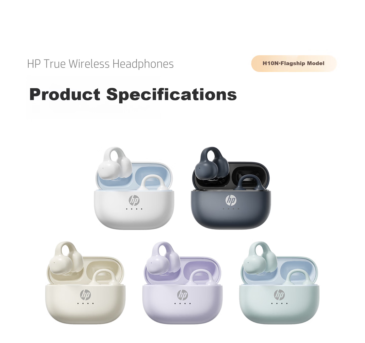 HP [2026 Latest Model | Berlin Sound] Bluetooth Clip-On Sports Wireless Call Noise-Cancelling Bone Conduction Headphones for Running with Long Battery Life and Comfortable Non-In-Ear Design 30