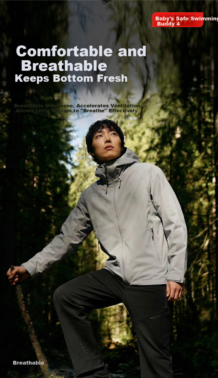 JD Jingzao Ultra-Light Waterproof Rainstorm Level Packable Portable Outdoor Commuter Jacket Unisex Mountain Mist Green M 1