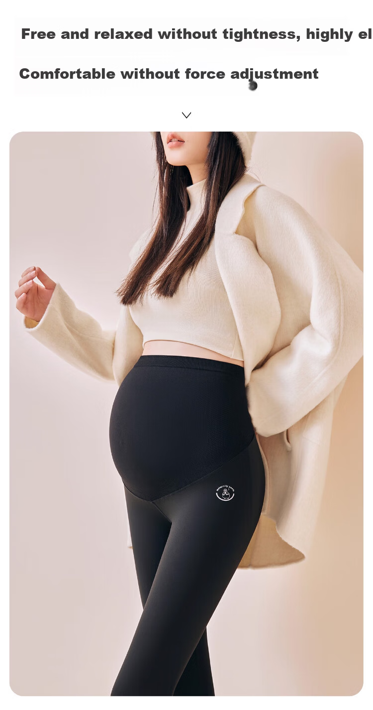 Zaisuo Maternity Thermal Fleece Lined Yoga Shark Pants with Camellia Oil Moisturizing Seamless Supportive Maternity Leggings 2
