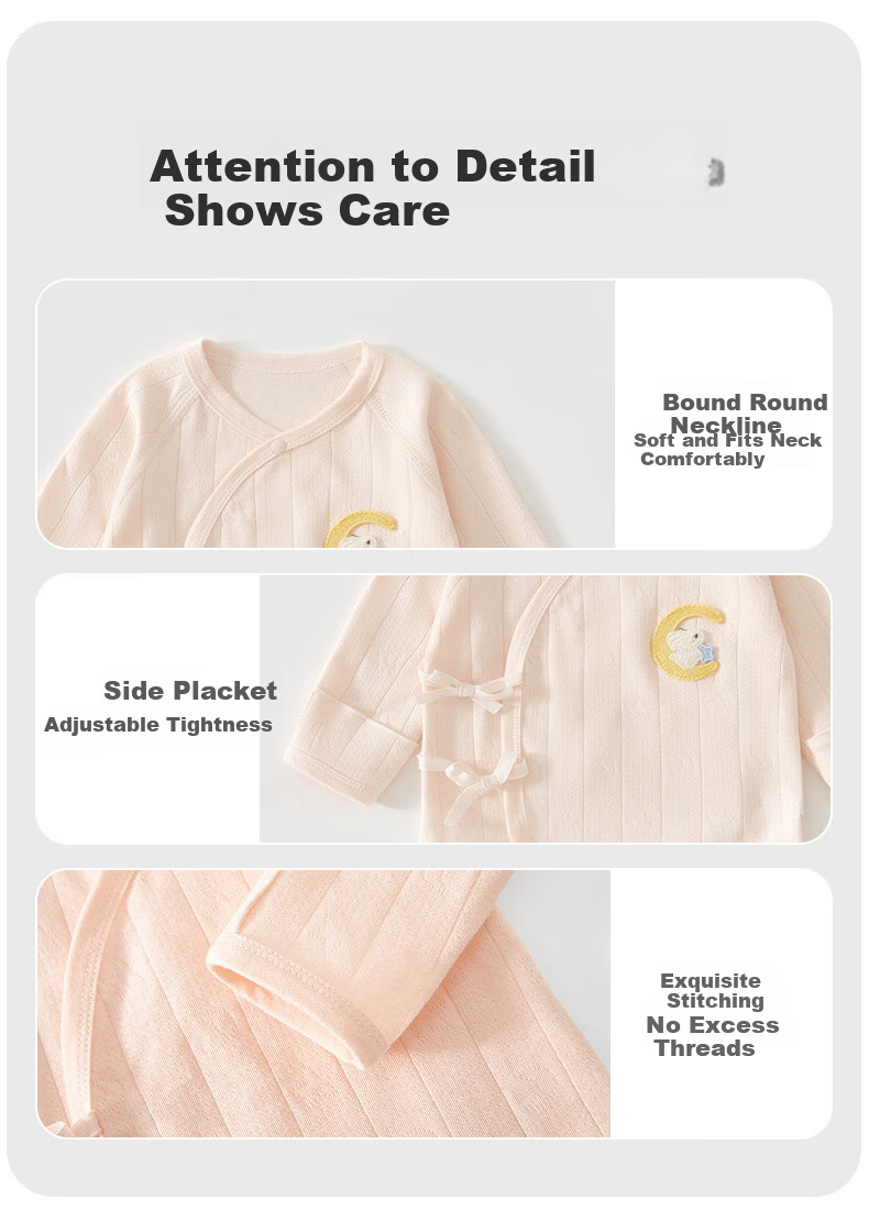 Aibaoshi Baby Clothes Spring And Autumn Pure Cotton Newborn Half-Back Shirt, Infant Monk Outfit 2-Piece Set White + Pink Size 52 T193 17