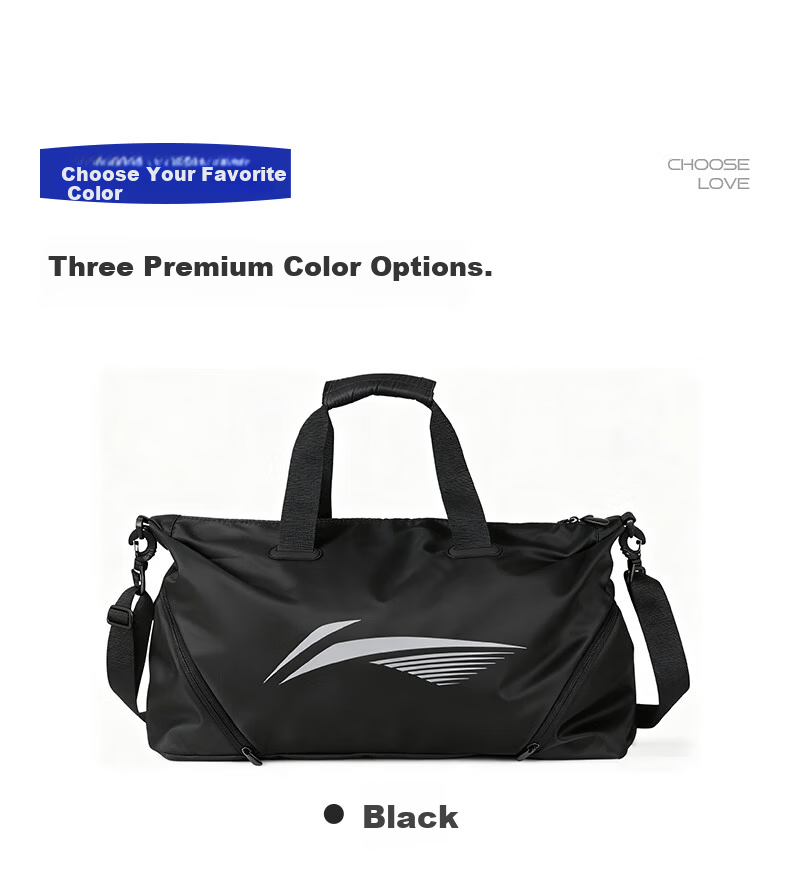 LI-NING Swimming Storage Bag Wet and Dry Separation Large Capacity Waterproof Crossbody Bag for Men and Women 7561 Black 19