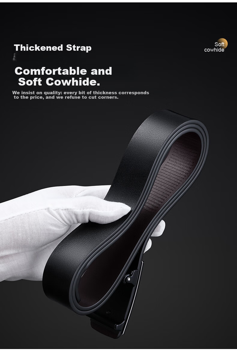 Aokang Men's Premium Cowhide Leather Business Ratchet Belt Casual Fashion Waistband Gift 10