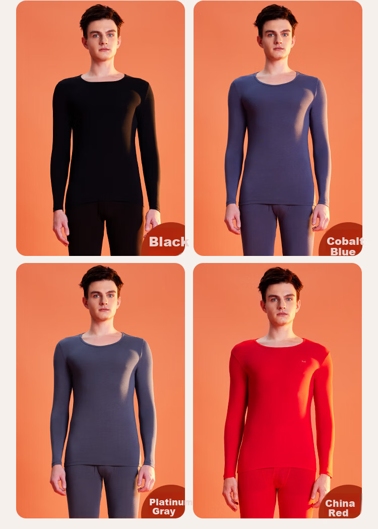 Ordifen [Antibacterial Seamless Modal Set] Men's Thermal Underwear, Autumn Top And Pants, Heat-Retaining, High-Elasticity, Black, Size L 11