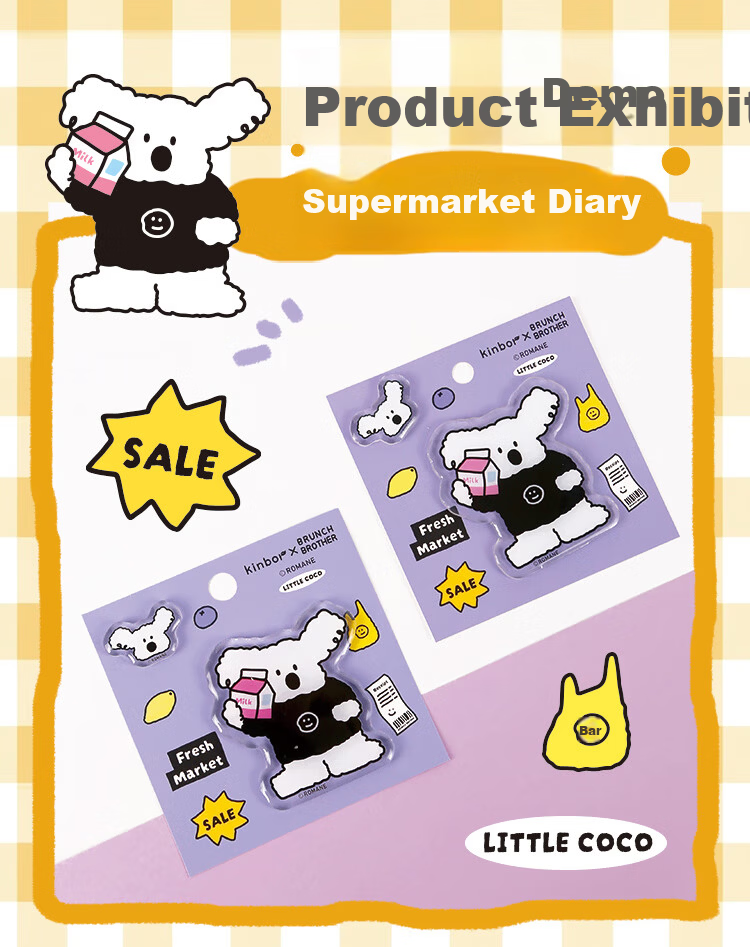 Kinbor Xbrunch Brother Collaboration Cute Dog Resin Acrylic Refrigerator Magnet Strong Magnetic Creative Cartoon DIY Message Sticker - Charlie Dream Factory 6