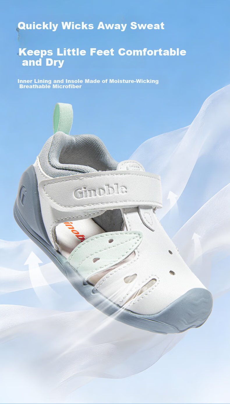 Ginoble Children's First Walking Shoes 2026 Summer New Breathable Sandals 0-1 Year Old Boys and Girls GB2553 5
