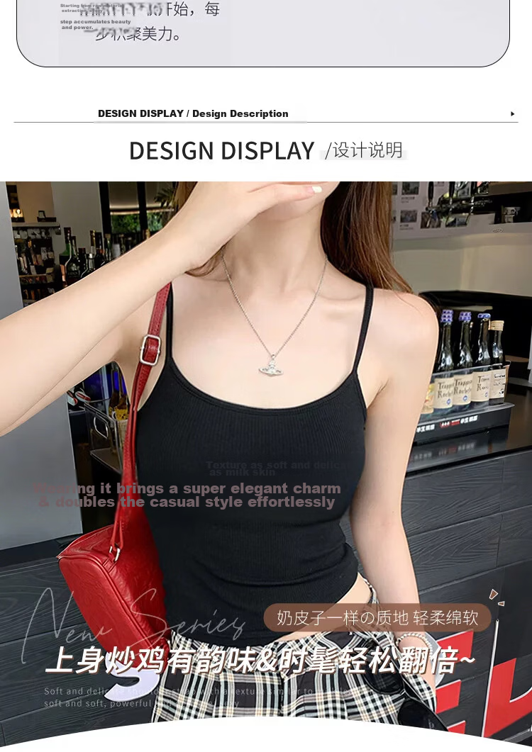 Langsha Women's Camisole Vest Sexy Back Pure Desire Lingerie Sexy Inner Wear Basic Top White 5