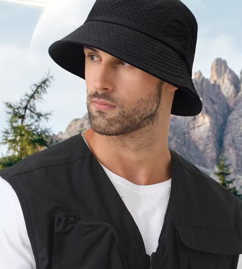 Miiow Men's Summer Breathable Mesh Large Head Circumference Bucket Hat Sunshade Wide Brim Face Slimming Sun Hat 8