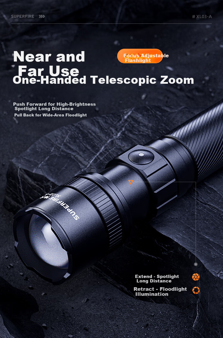 SupFire M22 High-Power Zoomable Flashlight Ultra-Bright Long-Range Military Outdoor Extended Battery Life Home Lighting 200000 Lumens 4