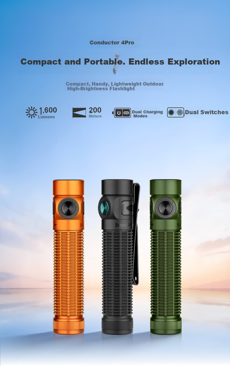 OLIGHT Baton 4 Pro Tactical Flashlight High Brightness Long Battery Life Portable Outdoor Night Work Lighting 1