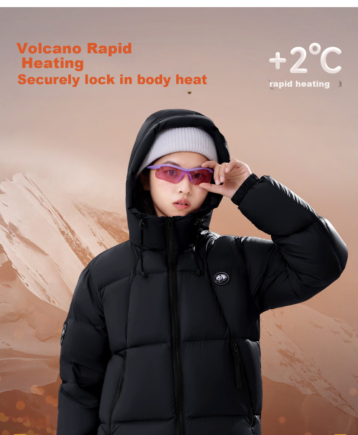 Panda Camel [Warm Pupu] Down Jacket Autumn Winter Ski Mountaineering Thickened Coat 9619X5 Phantom Black, XL 8