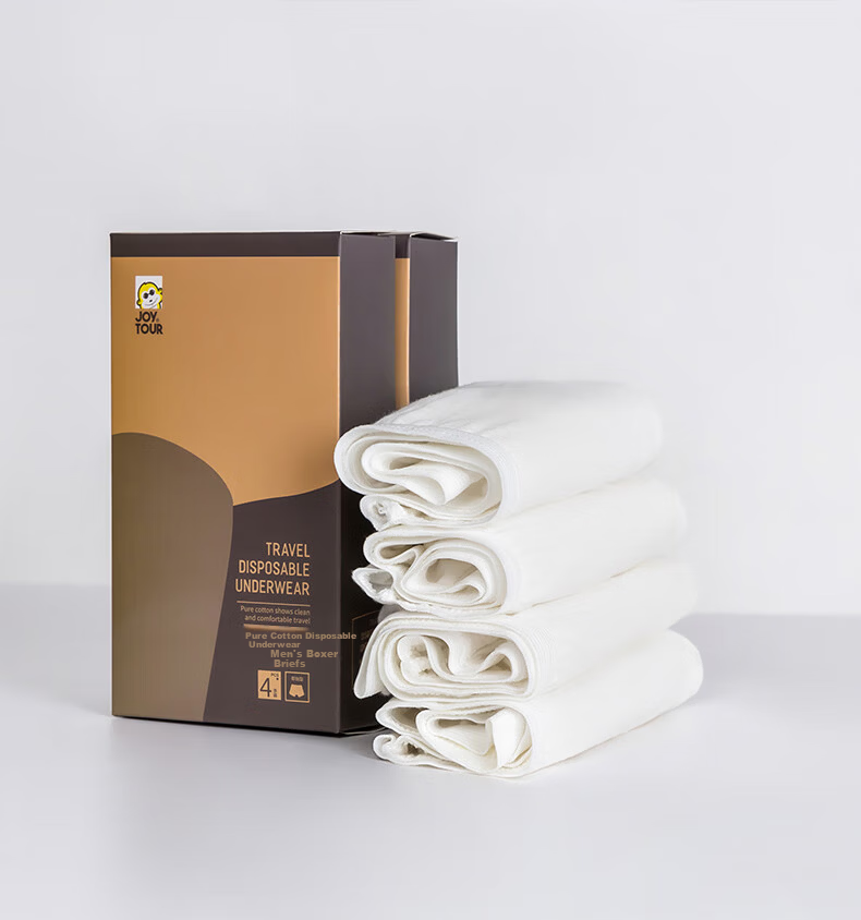 JiaTu Pure Cotton Disposable Men's Boxer Briefs Wash-Free Travel Portable Underwear White Size L 11
