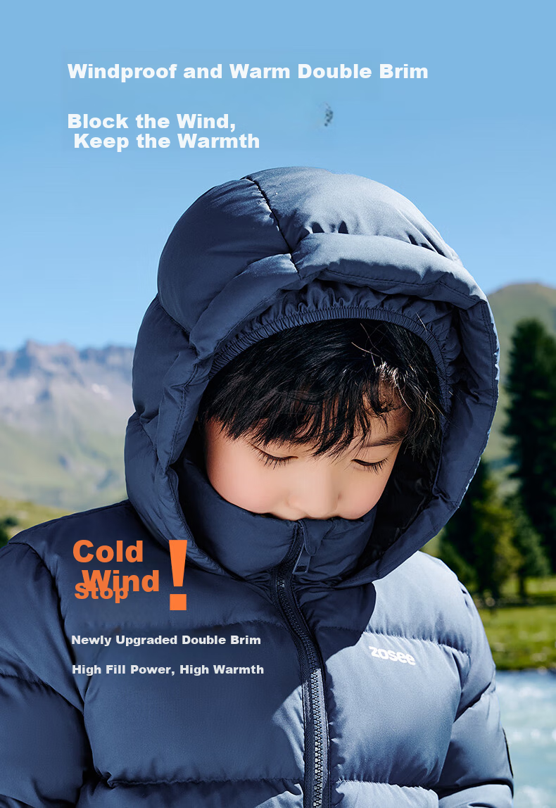 Zuoxi Children's down Jacket, 2025 New Style, Boys' Winter Warm And Cold-Resistant White Duck down Hooded Puffer Coat, Black, Size 150 5