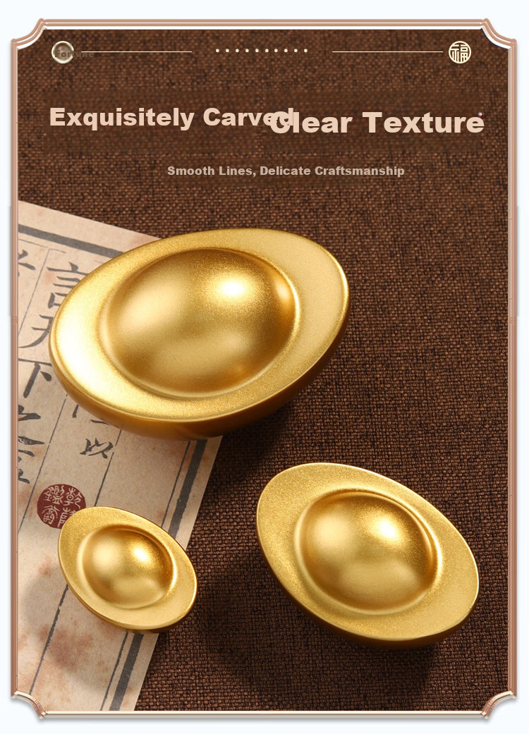 Bin Yue Copper Yuanbao Ornament Realistic Solid Copper Yuanbao Ingot Wealth Gold Yuanbao Decoration Opening Decoration 5.5cm Each 4