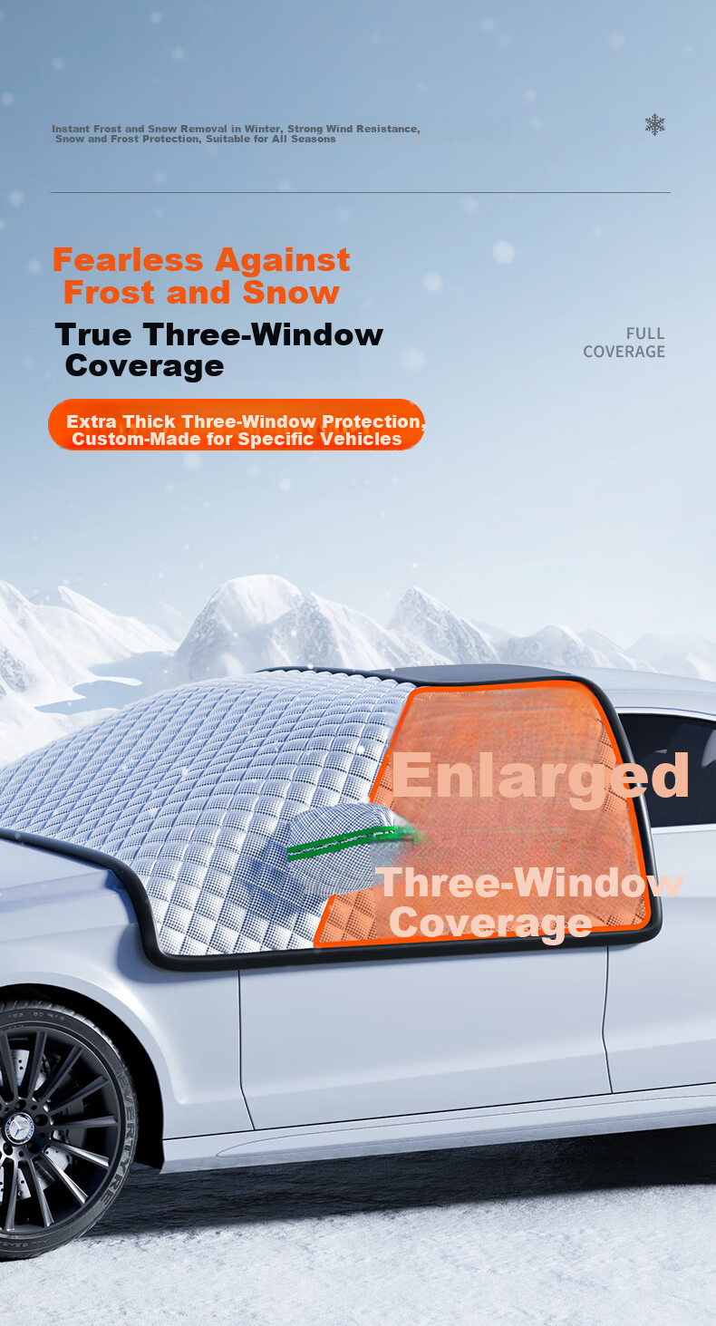 HELLOLEIBOO Car Windshield Snow Cover, Glass Shield, Winter Car Cover, Half Cover, Anti-Frost, Anti-Freezing Windshield Cover 3