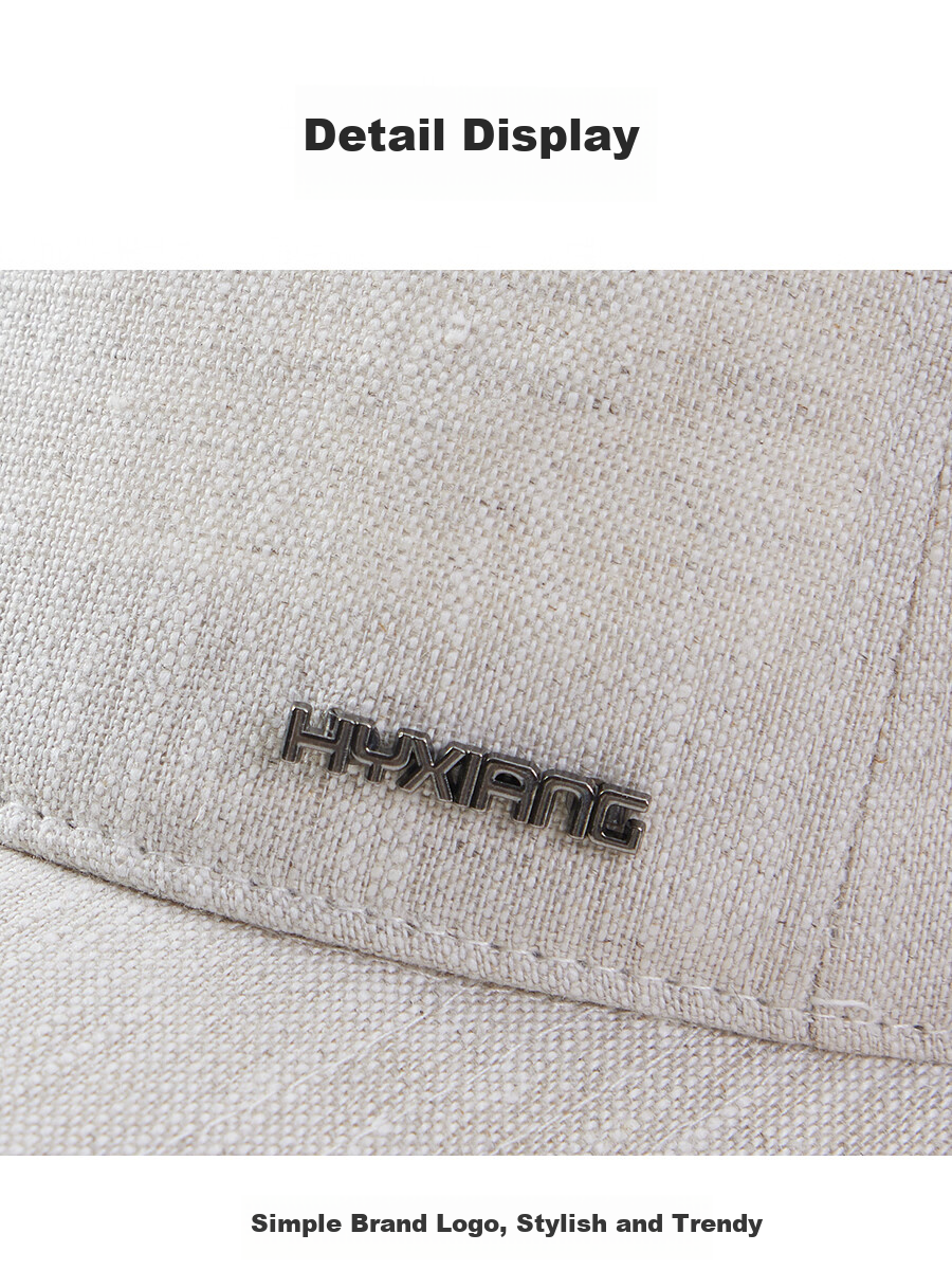 Hengyuanxiang Linen Baseball Cap Men's Summer Long Brim Thin Breathable Sunshade Large Head Grandpa Duckbill Hat Father's Day Gift 10