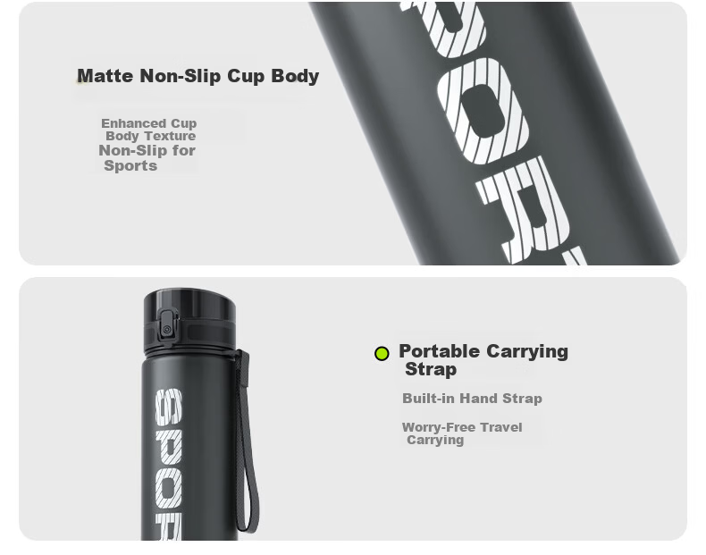 XTEP Sports Water Bottle Large Capacity Student Children School Use Unisex Fitness Portable Bottle High Temperature Resistant Summer Cup Black 19