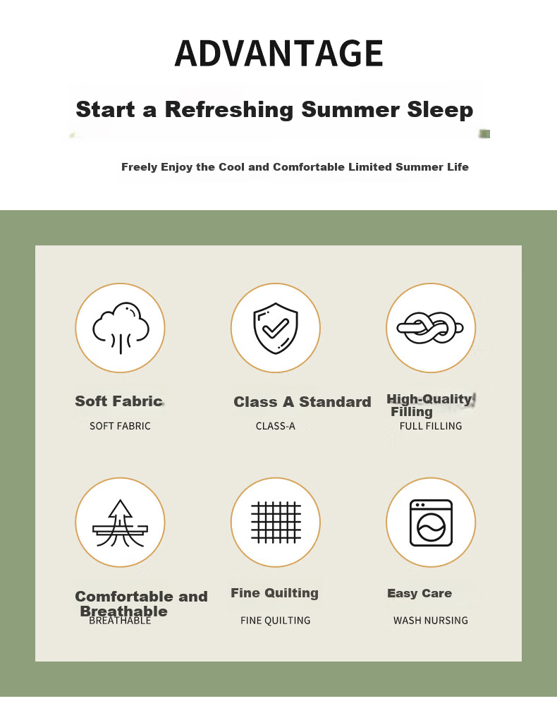 Grace Class A Fabric Machine Washable Summer Quilt, Single Person Summer Air Conditioning Quilt Duvet Cover, Summer Cool Quilt 150*200cm Milkshake Gree 5